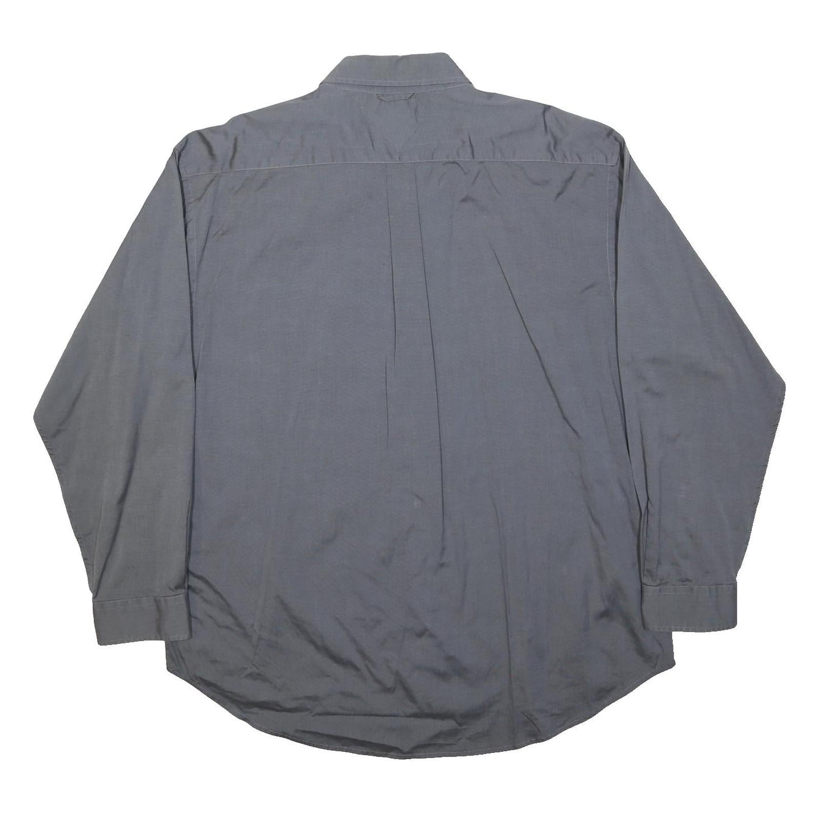 TOMMY HILFIGER Mens Grey Cotton Button-Down Shirt XL Classic Fit Casual