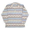 LOCKER SHOP Womens Blue & Cream Patterned Pullover Jumper Quarter Zip L Soft