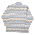 LOCKER SHOP Womens Blue & Cream Patterned Pullover Jumper Quarter Zip L Soft