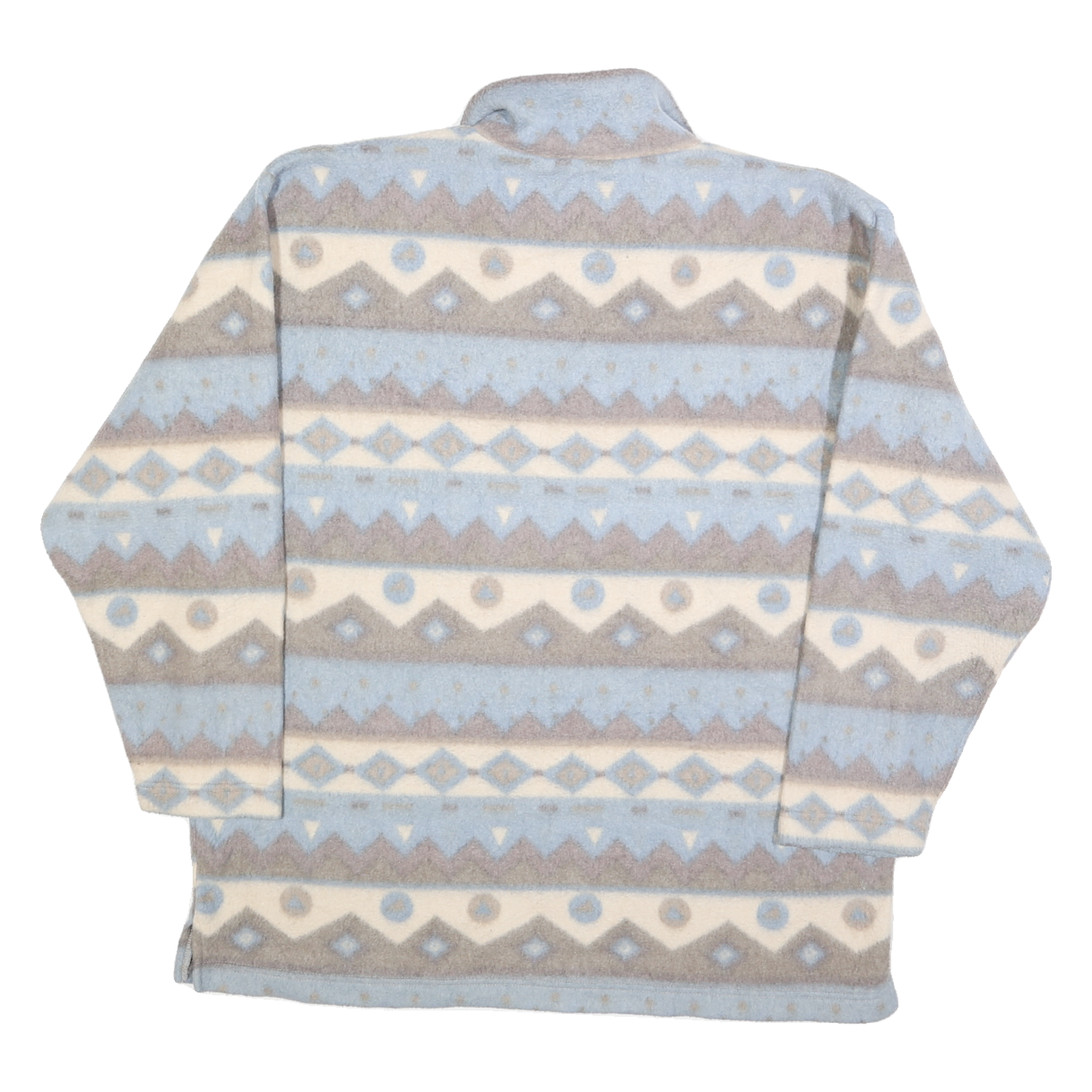 LOCKER SHOP Womens Blue & Cream Patterned Pullover Jumper Quarter Zip L Soft