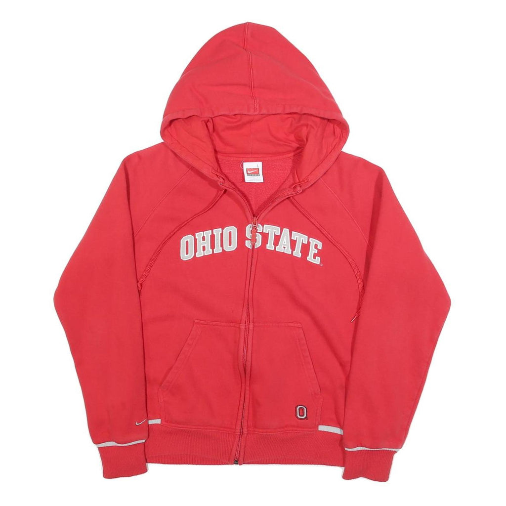 NIKE Womens Red Ohio State Zip Up Hoodie L Sportswear Casual Sweatshirt