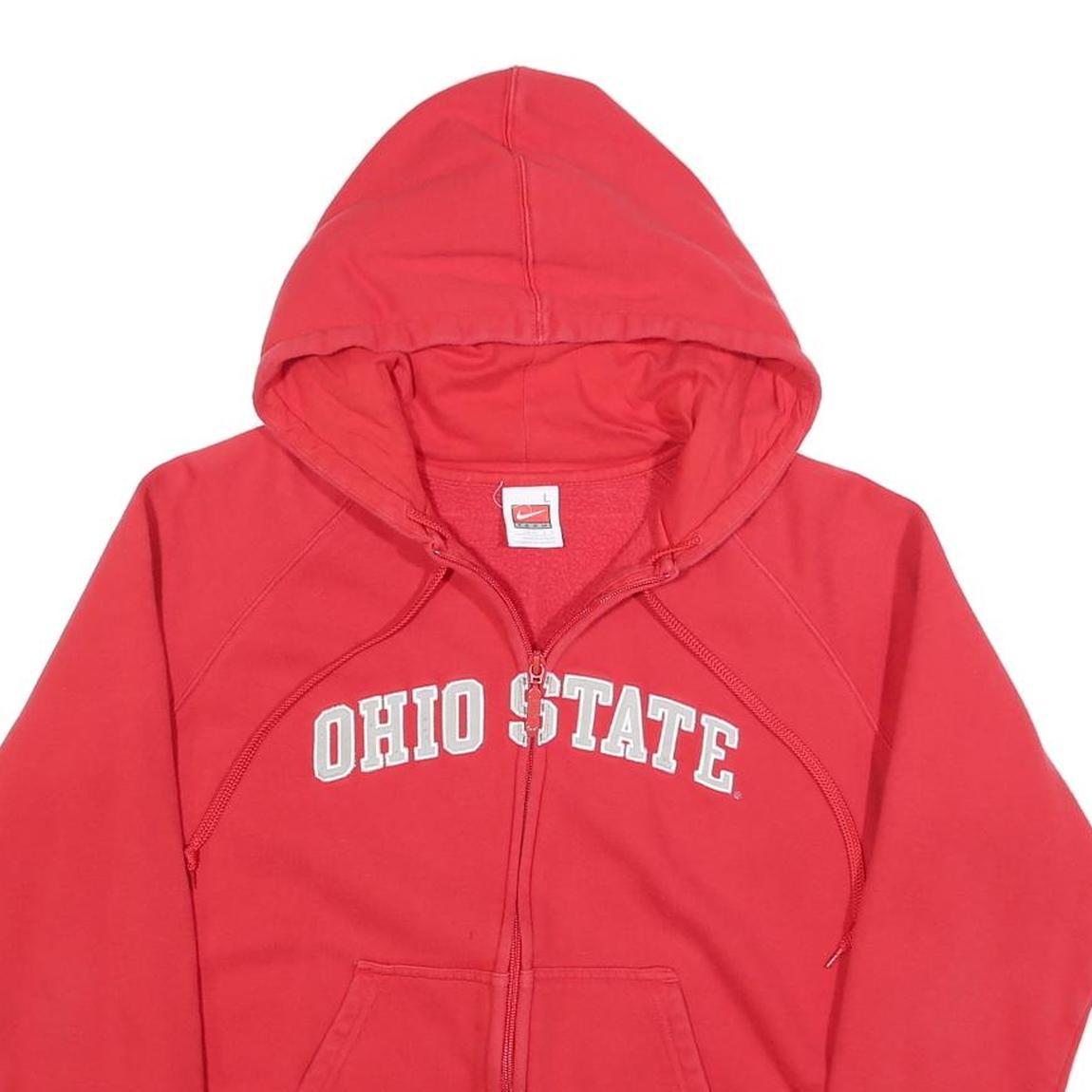 NIKE Womens Red Ohio State Zip Up Hoodie L Sportswear Casual Sweatshirt