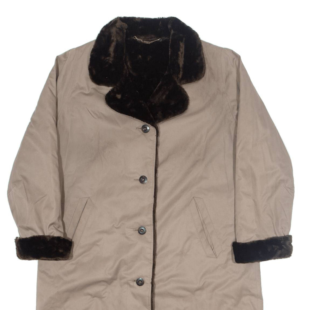 VALMETIME Sherpa Lined Womens Trench Coat Beige UK 14