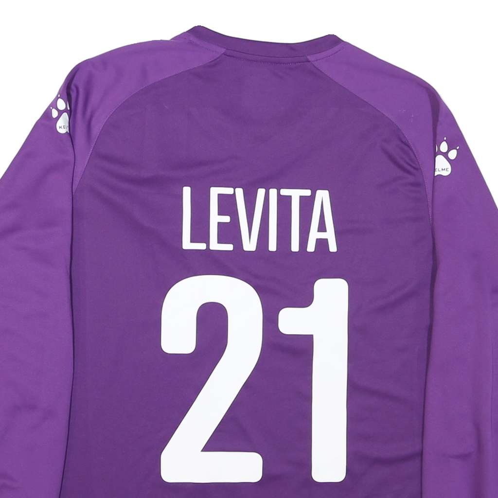 Mens Purple & Lilac Sports Graphic Long Sleeve V-Neck Football Shirt M