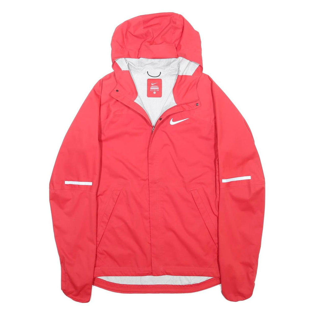 NIKE Mens Red Performance Lightweight Jacket S Polyester Zip Hooded Plain