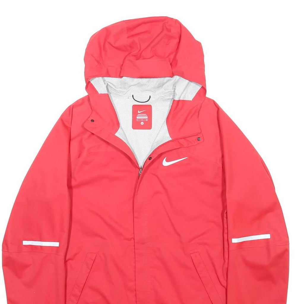 NIKE Mens Red Performance Lightweight Jacket S Polyester Zip Hooded Plain