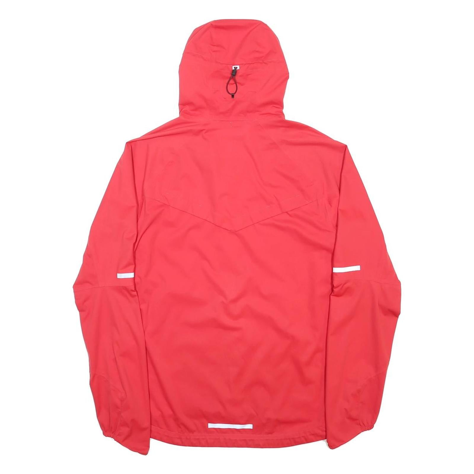 NIKE Mens Red Performance Lightweight Jacket S Polyester Zip Hooded Plain