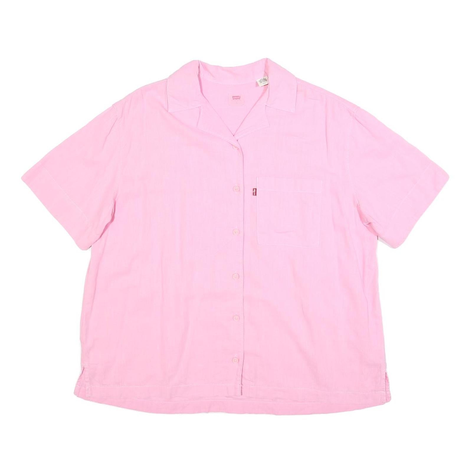 LEVI'S Womens Pink Cotton Blend Shirt S Casual Summer Button Pocket