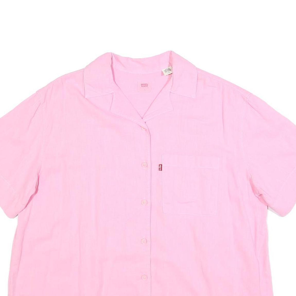 LEVI'S Womens Pink Cotton Blend Shirt S Casual Summer Button Pocket