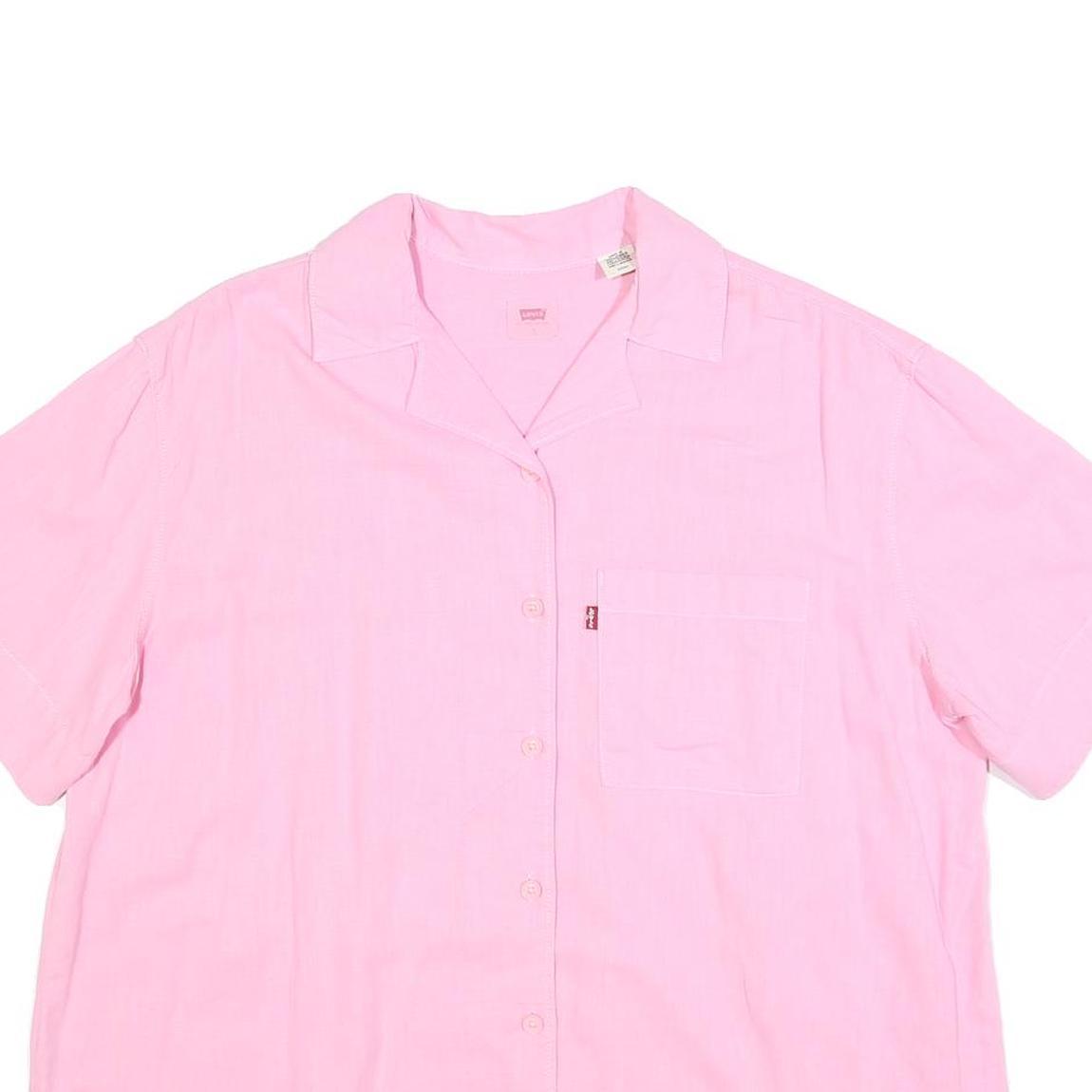 LEVI'S Womens Pink Cotton Blend Shirt S Casual Summer Button Pocket
