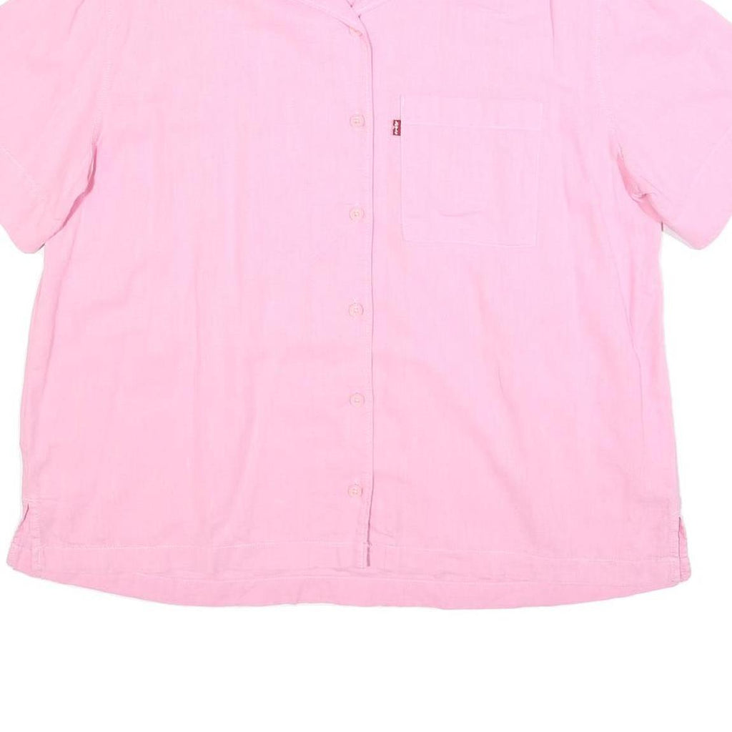 LEVI'S Womens Pink Cotton Blend Shirt S Casual Summer Button Pocket