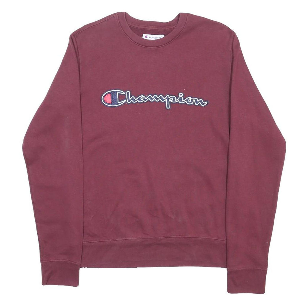 CHAMPION Mens Maroon Crew Neck S Cotton Blend Pullover Sweatshirt