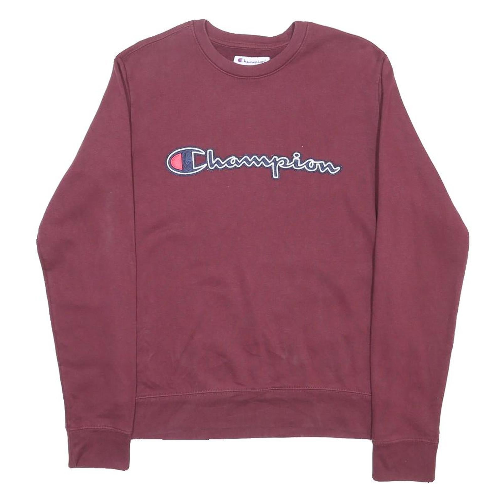 CHAMPION Mens Maroon Crew Neck S Cotton Blend Pullover Sweatshirt