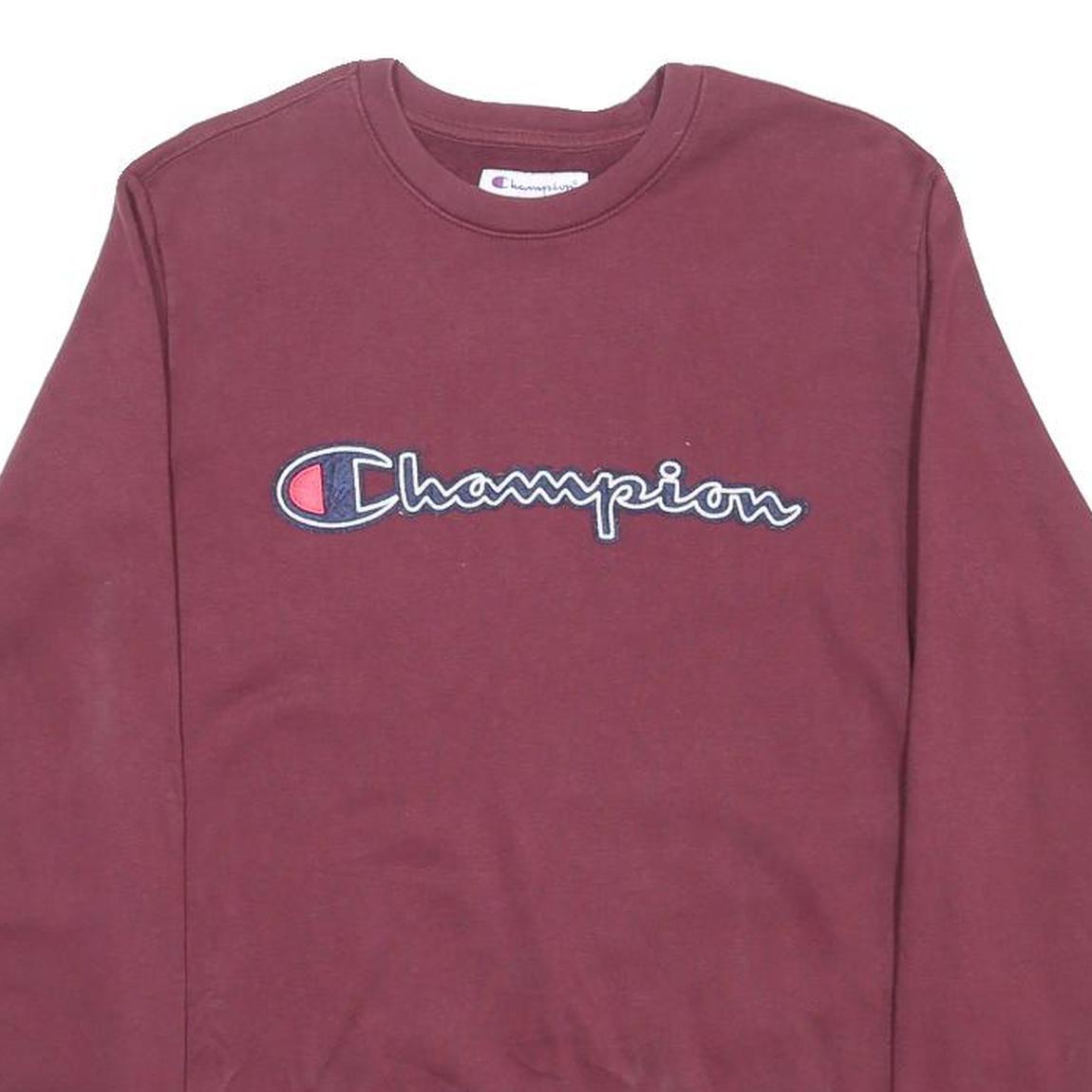 CHAMPION Mens Maroon Crew Neck S Cotton Blend Pullover Sweatshirt