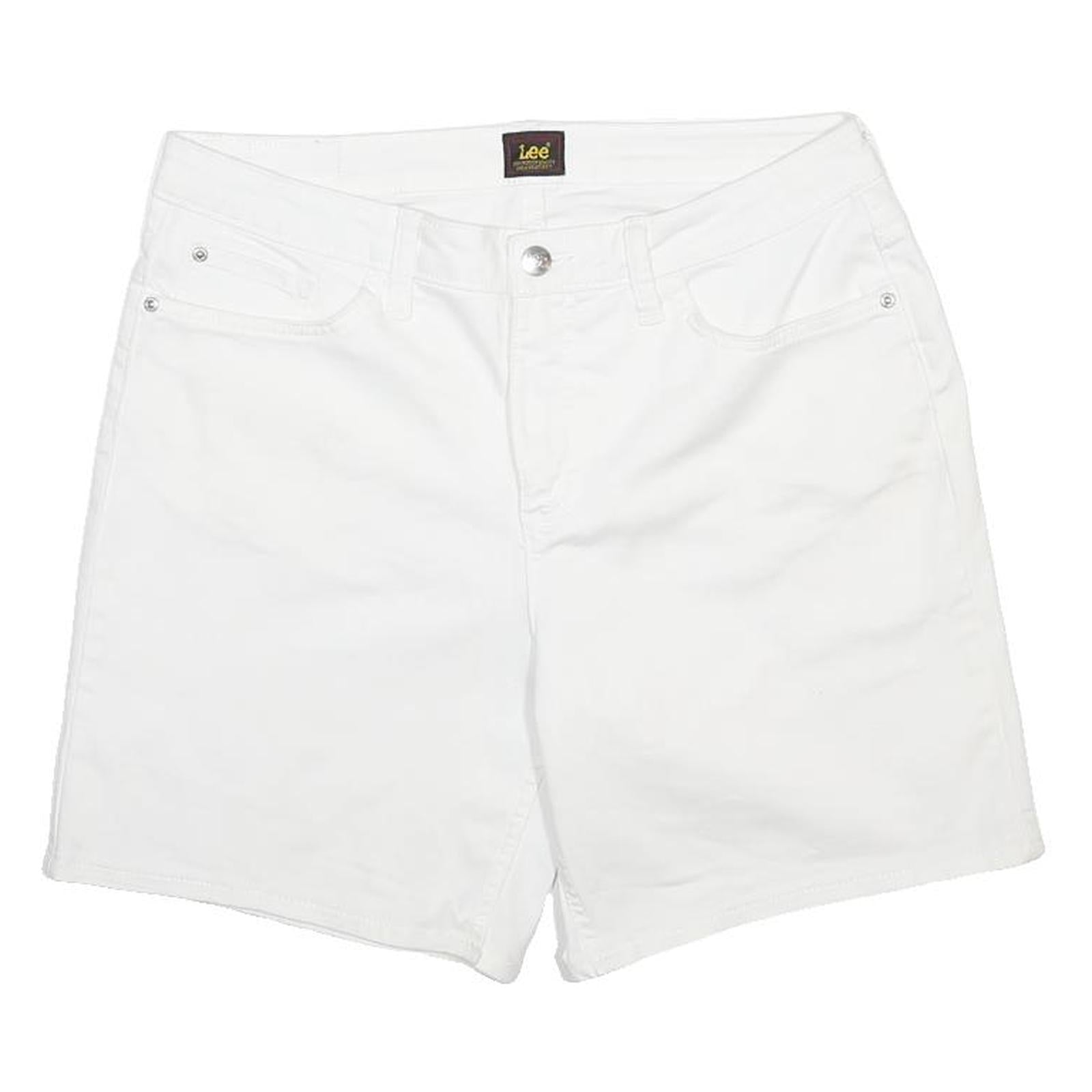 LEE Womens White Casual Cotton Blend Shorts M W32 Classic Fit Summer
