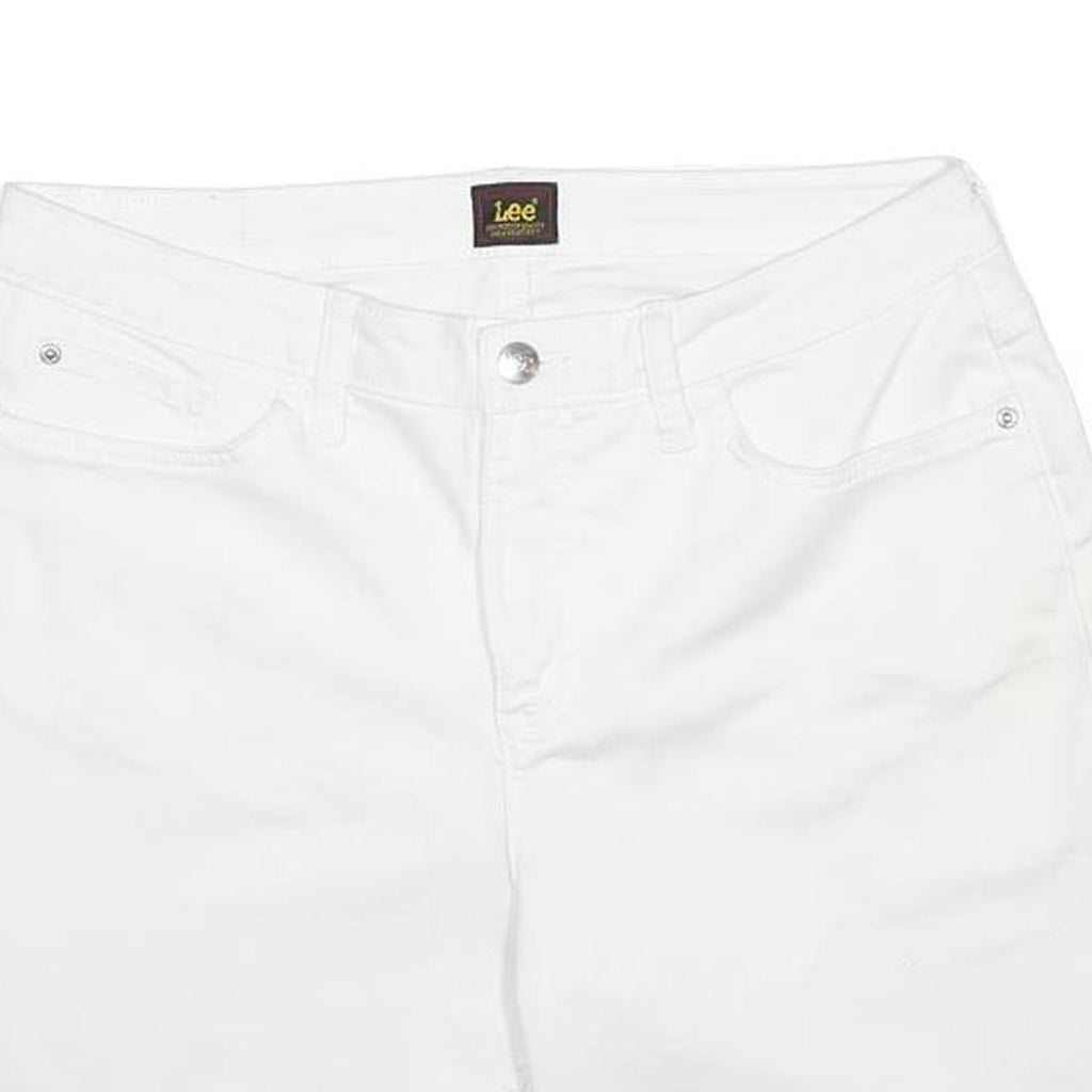 LEE Womens White Casual Cotton Blend Shorts M W32 Classic Fit Summer
