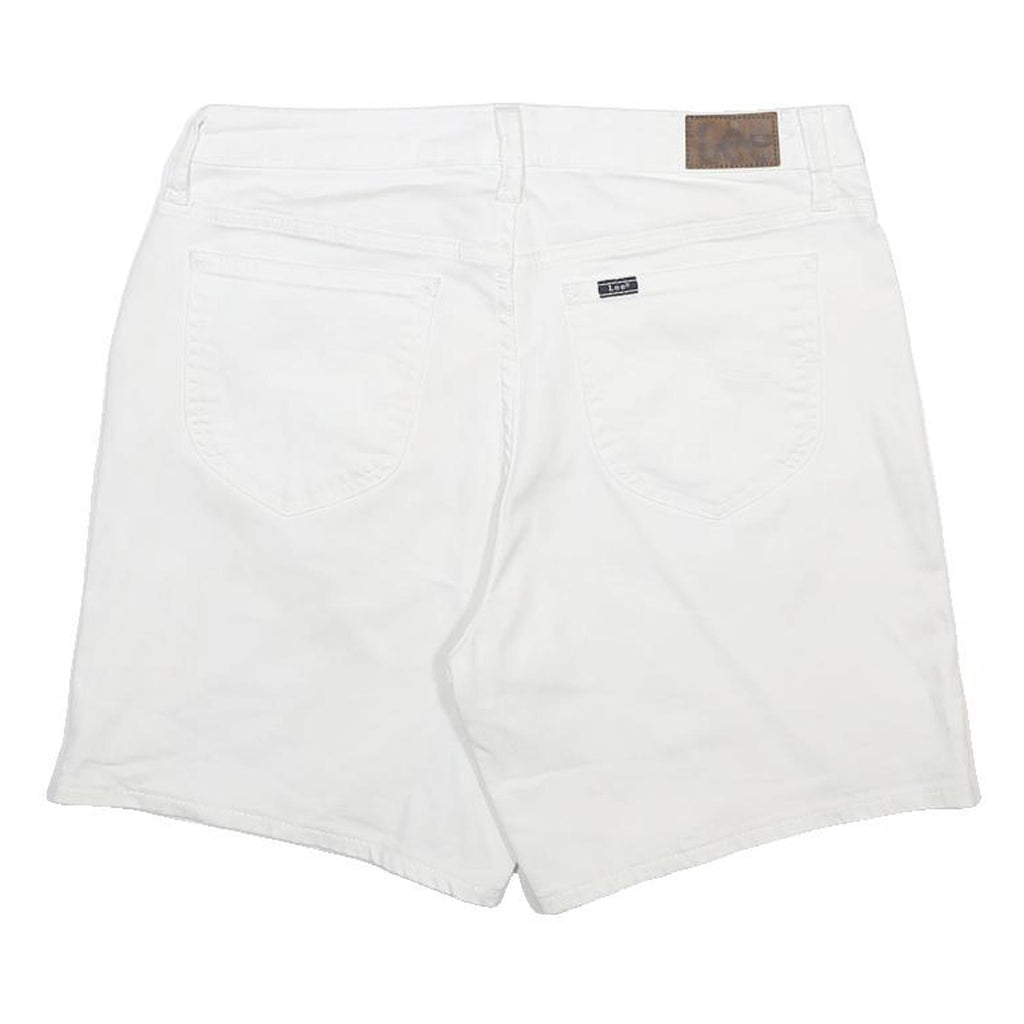 LEE Womens White Casual Cotton Blend Shorts M W32 Classic Fit Summer