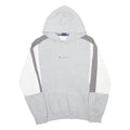 CHAMPION Mens Grey White & Dark Grey Colourblock Pullover Hoodie L