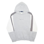 CHAMPION Mens Grey White & Dark Grey Colourblock Pullover Hoodie L