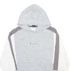 CHAMPION Mens Grey White & Dark Grey Colourblock Pullover Hoodie L