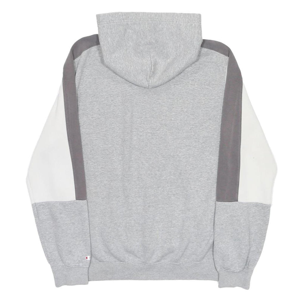 CHAMPION Mens Grey White & Dark Grey Colourblock Pullover Hoodie L
