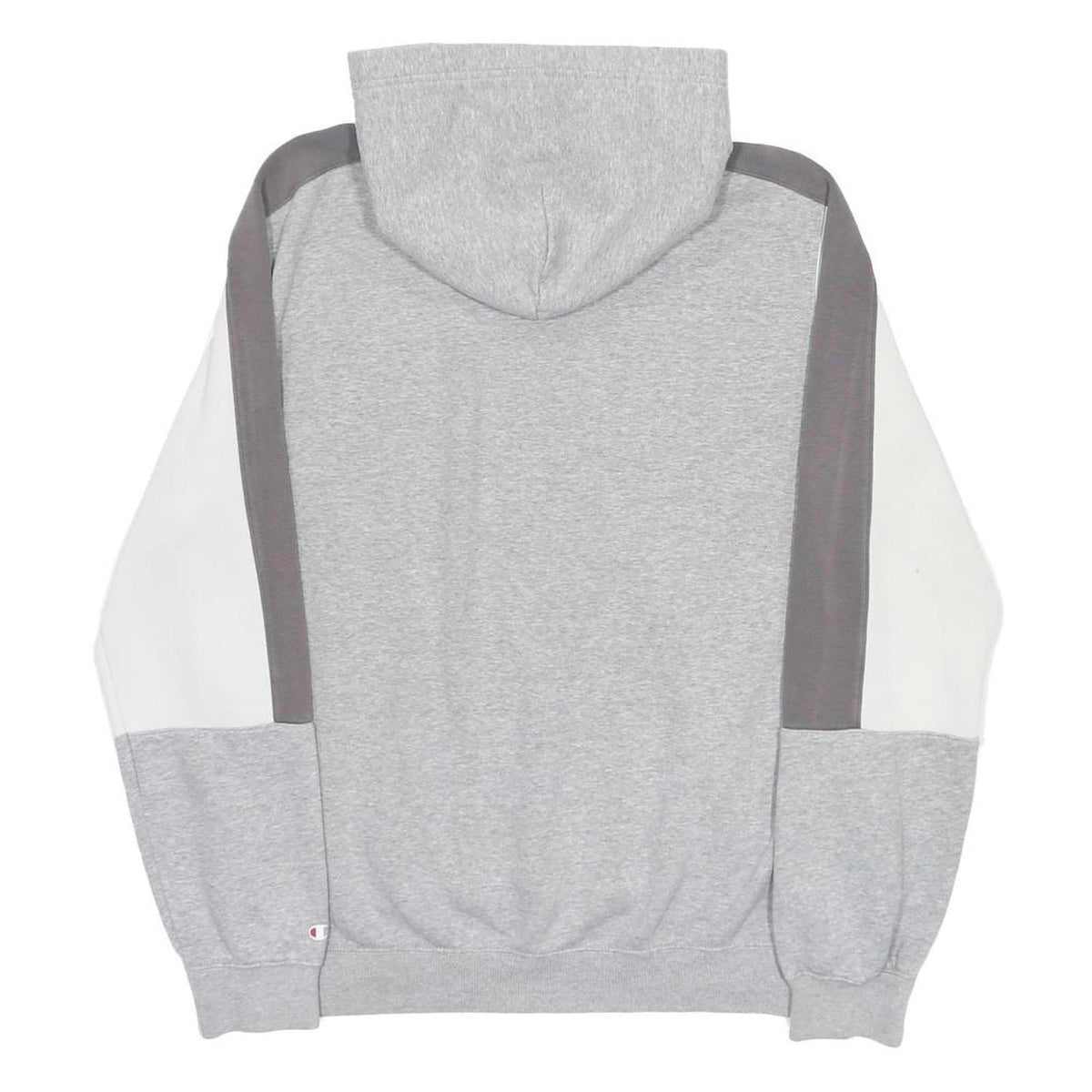 CHAMPION Mens Grey White & Dark Grey Colourblock Pullover Hoodie L