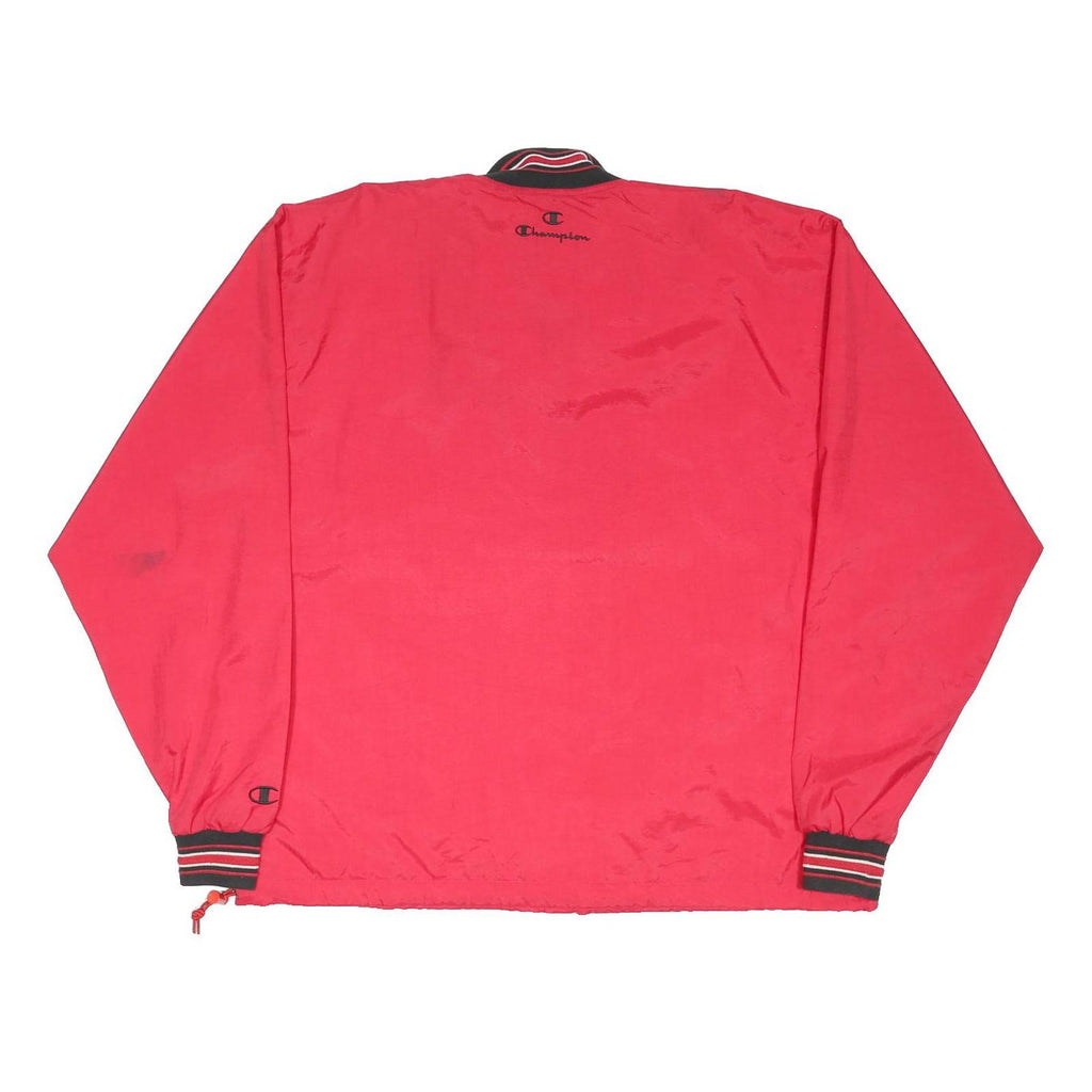 CHAMPION Mens Red Nylon Track Jacket L Zip Collar Casual Sportswear