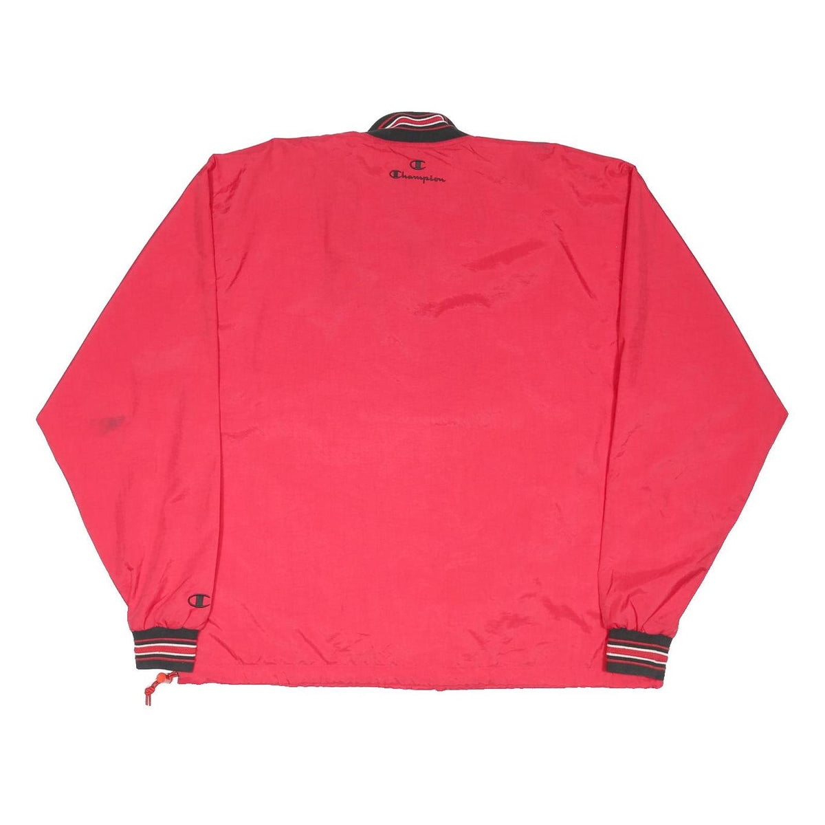 CHAMPION Mens Red Nylon Track Jacket L Zip Collar Casual Sportswear