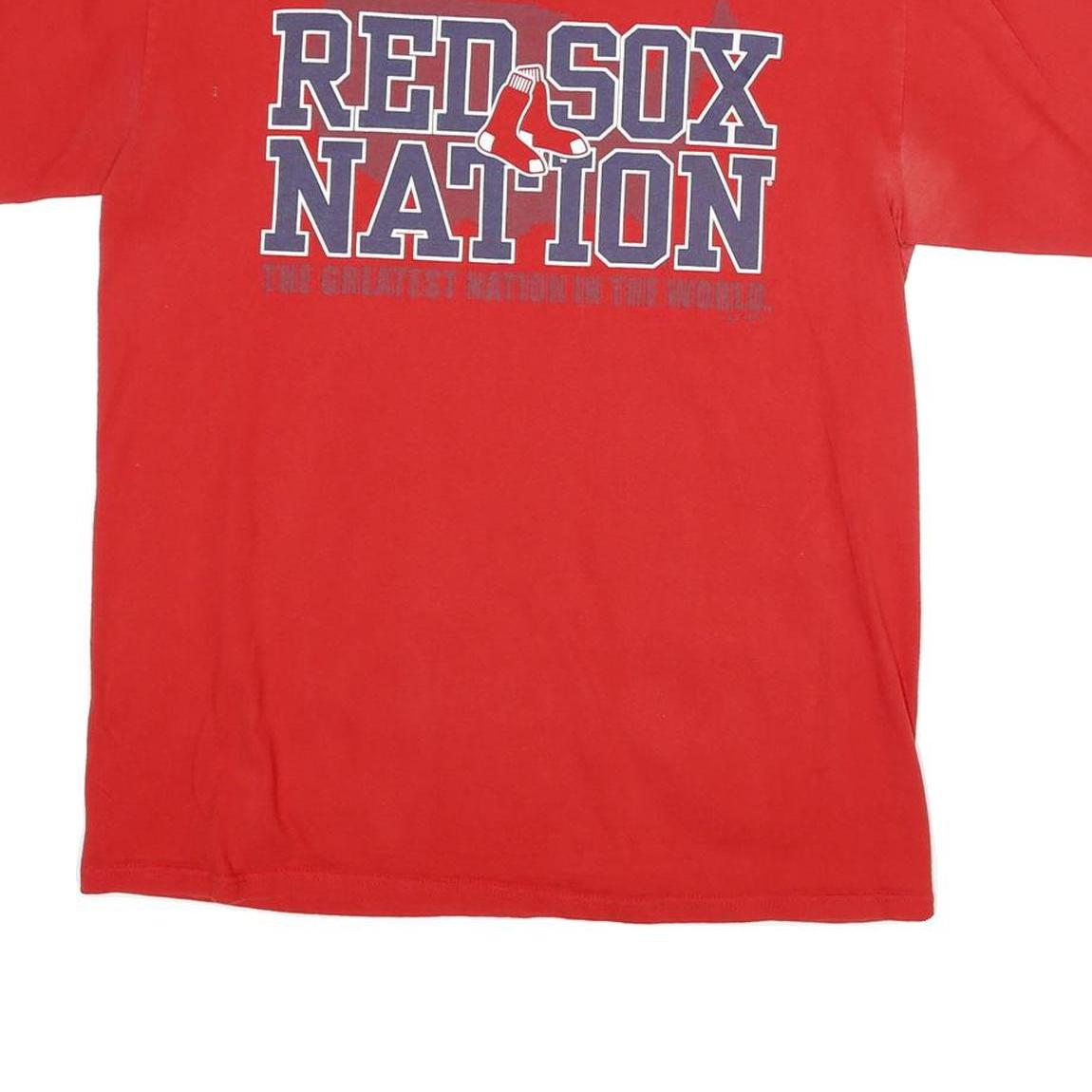 MAJESTIC Mens Red Red Sox Nation Graphic T-Shirt M Short Sleeve Crew Neck