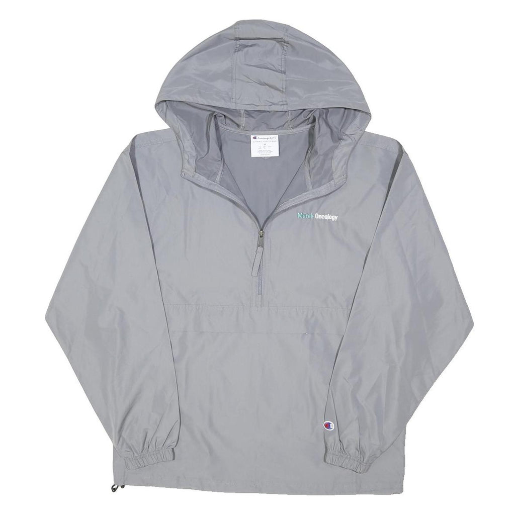 CHAMPION Mens Grey Hooded Zip Jacket M Polyester Blend Plain Lightweight