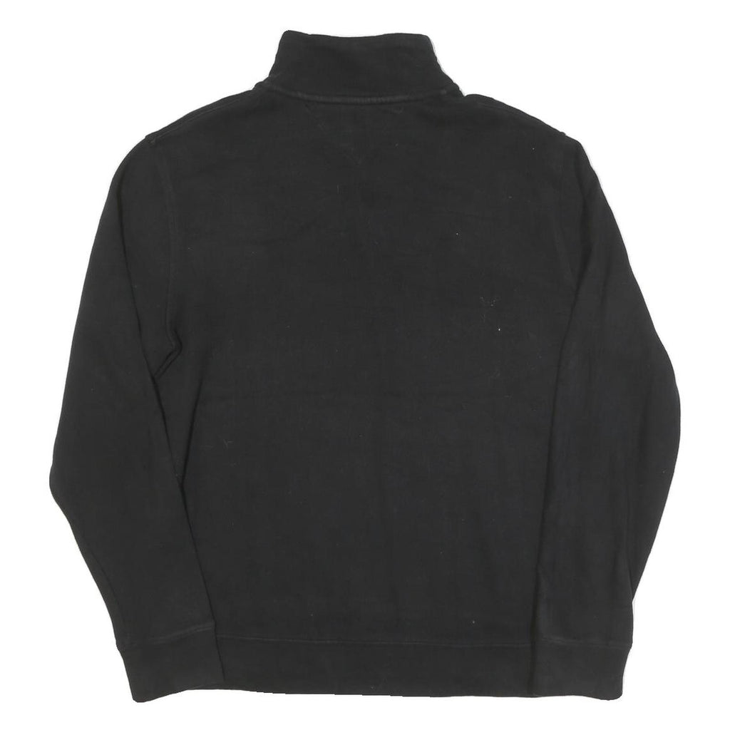 TOMMY HILFIGER Mens Black Cotton Blend Pullover Plain Crew Neck Jumper M Classic