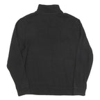 TOMMY HILFIGER Mens Black Cotton Blend Pullover Plain Crew Neck Jumper M Classic