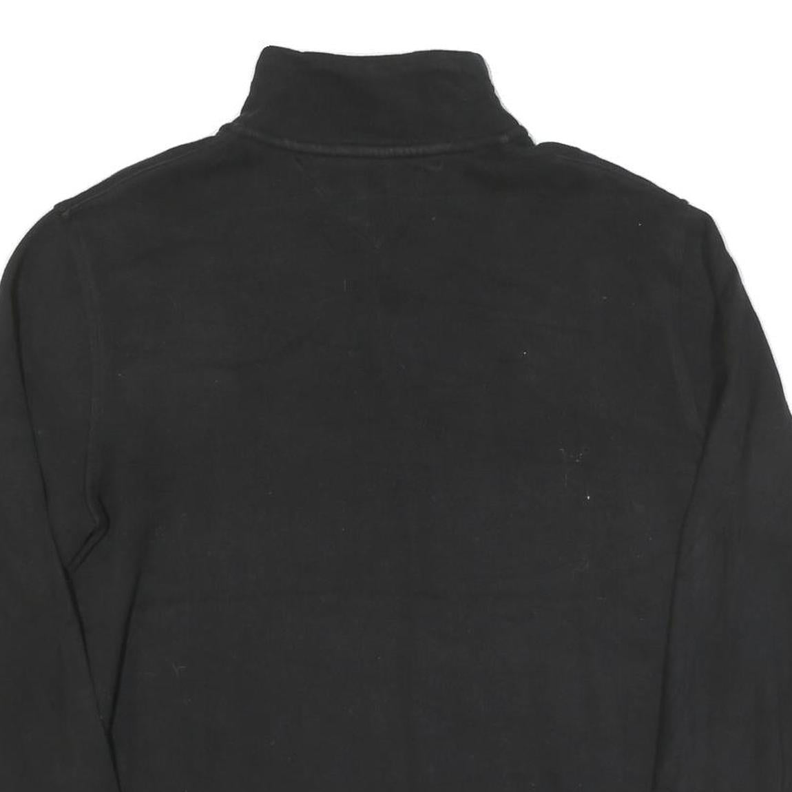 TOMMY HILFIGER Mens Black Cotton Blend Pullover Plain Crew Neck Jumper M Classic