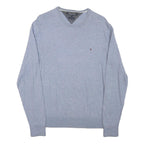 TOMMY HILFIGER Mens Grey Plain Cotton Blend Jumper Crew Neck Basic Knit M Casual