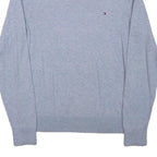 TOMMY HILFIGER Mens Grey Plain Cotton Blend Jumper Crew Neck Basic Knit M Casual