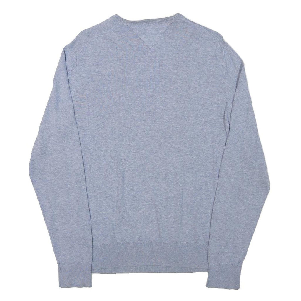 TOMMY HILFIGER Mens Grey Plain Cotton Blend Jumper Crew Neck Basic Knit M Casual