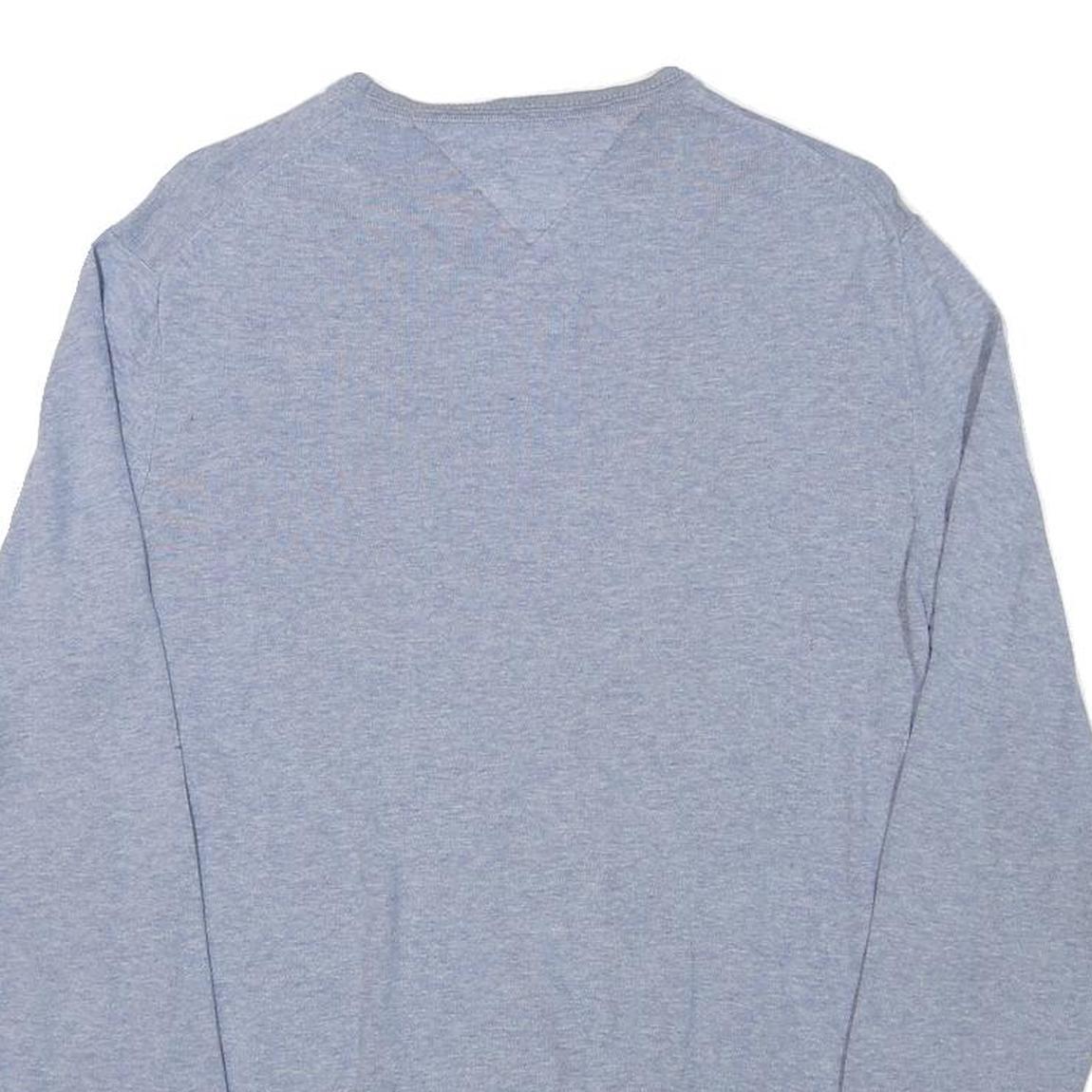 TOMMY HILFIGER Mens Grey Plain Cotton Blend Jumper Crew Neck Basic Knit M Casual