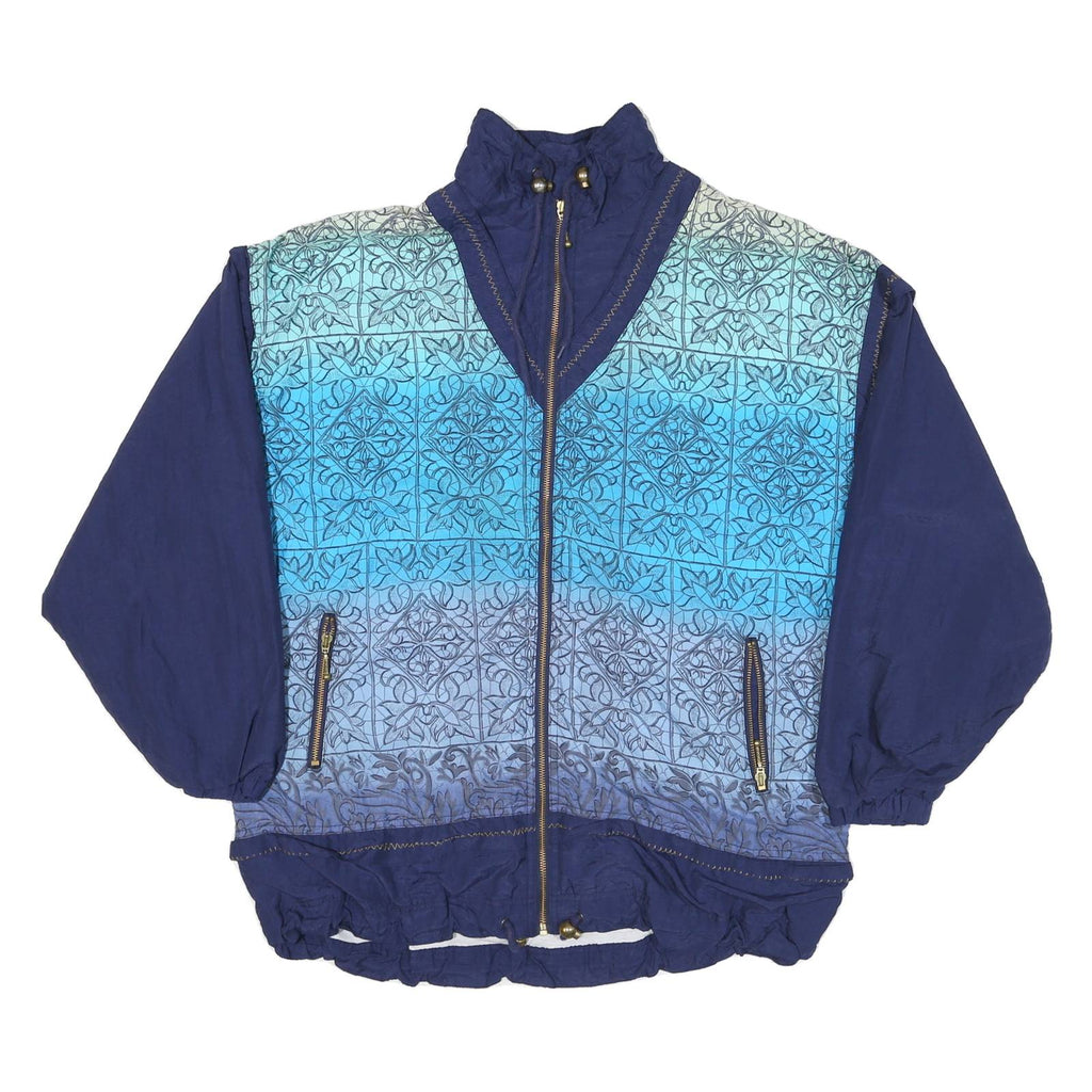 LETS JET Womens Blue Polyester Blend Zip Jacket XL Woven Colourblock Comfortable