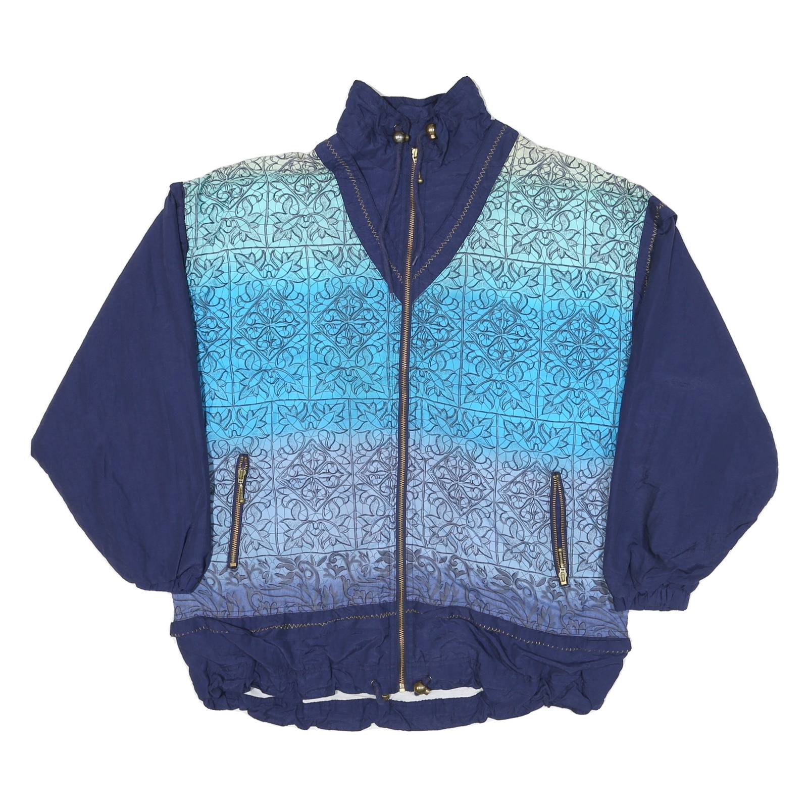 LETS JET Womens Blue Polyester Blend Zip Jacket XL Woven Colourblock Comfortable