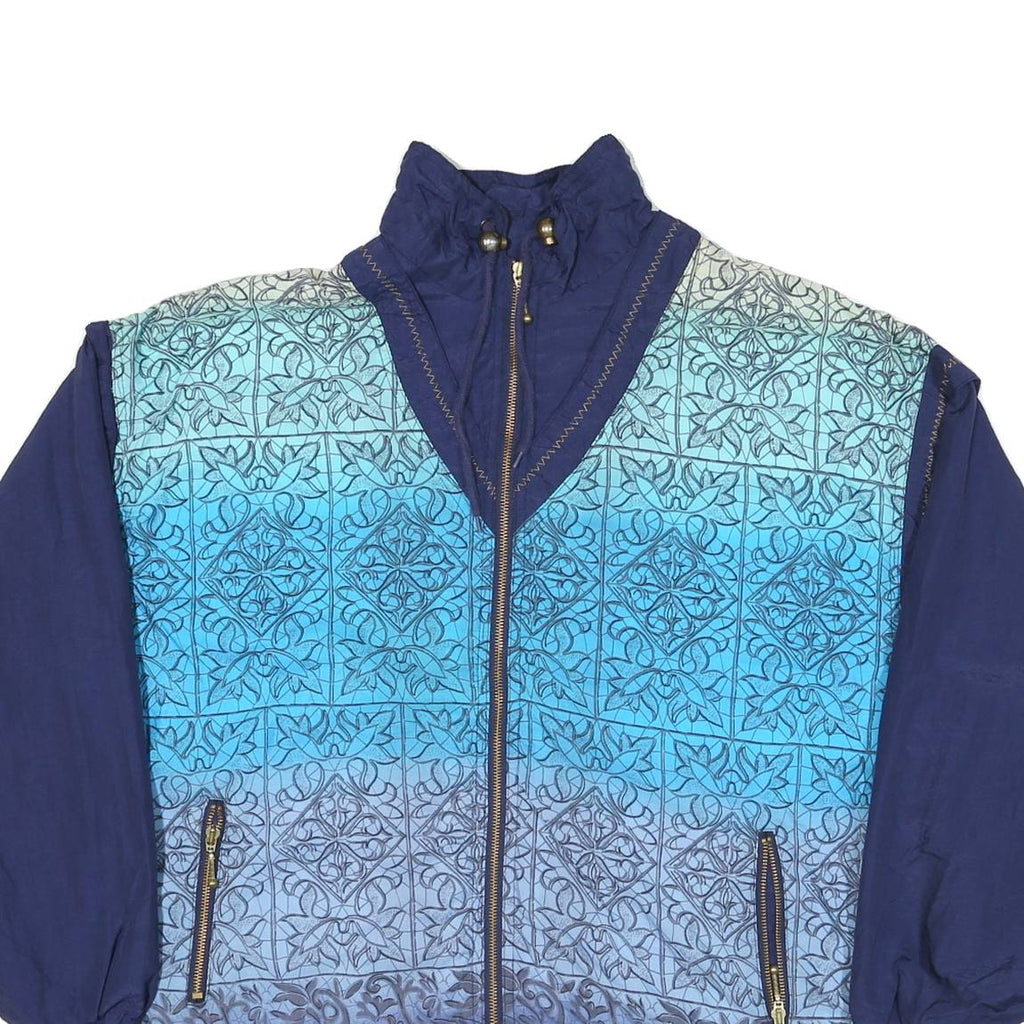 LETS JET Womens Blue Polyester Blend Zip Jacket XL Woven Colourblock Comfortable