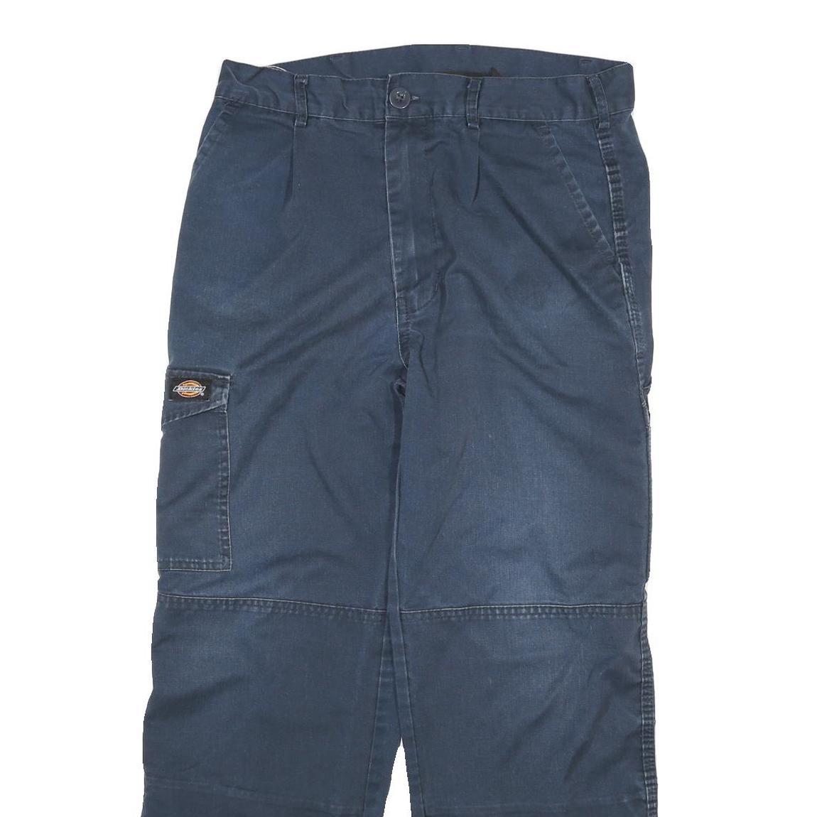 DICKIES Womens Navy Blue Relaxed Cargo Trousers W31 L27 Cotton Blend Zip