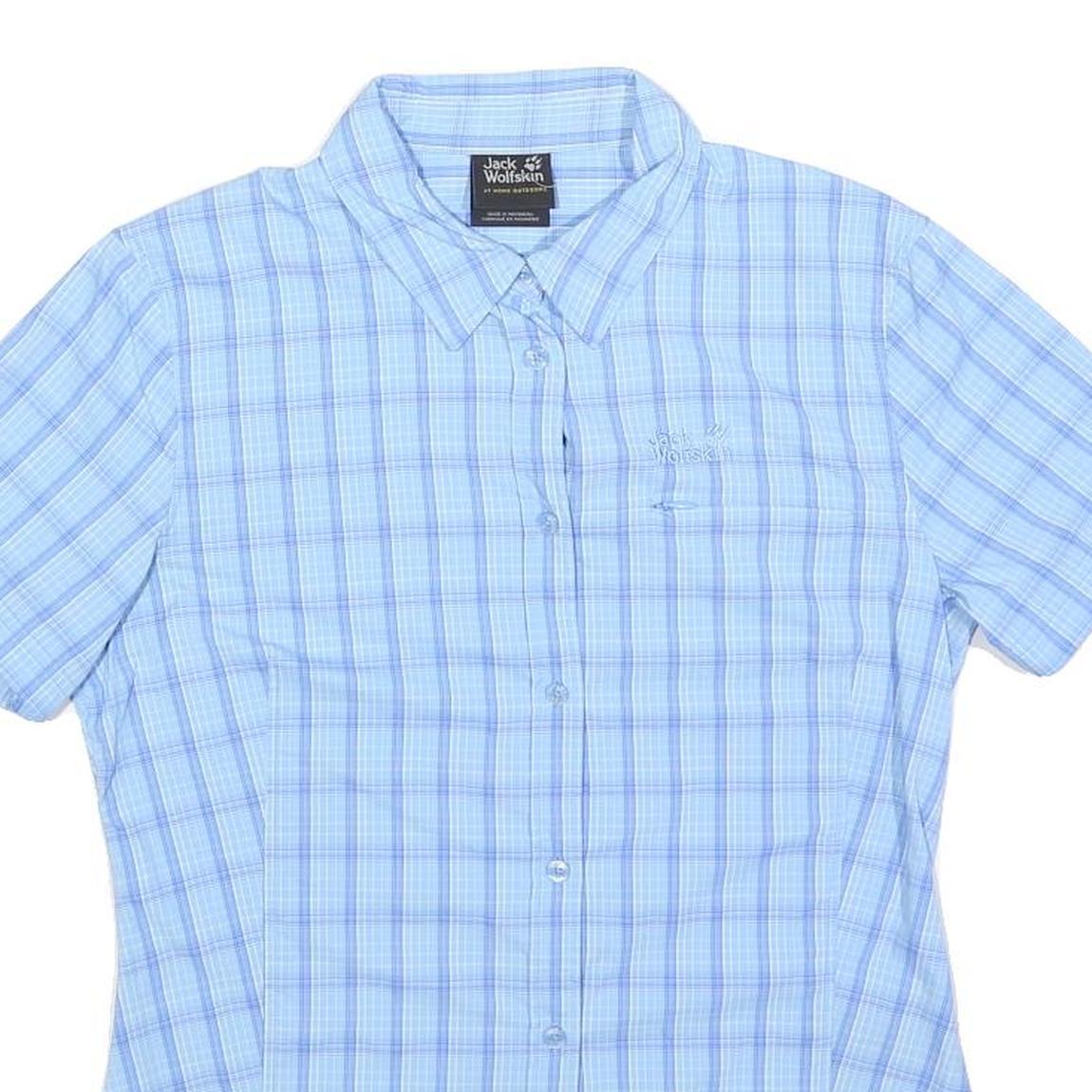 JACK WOLFSKIN Womens Blue Plaid Shirt S Lightweight Breathable Outdoor