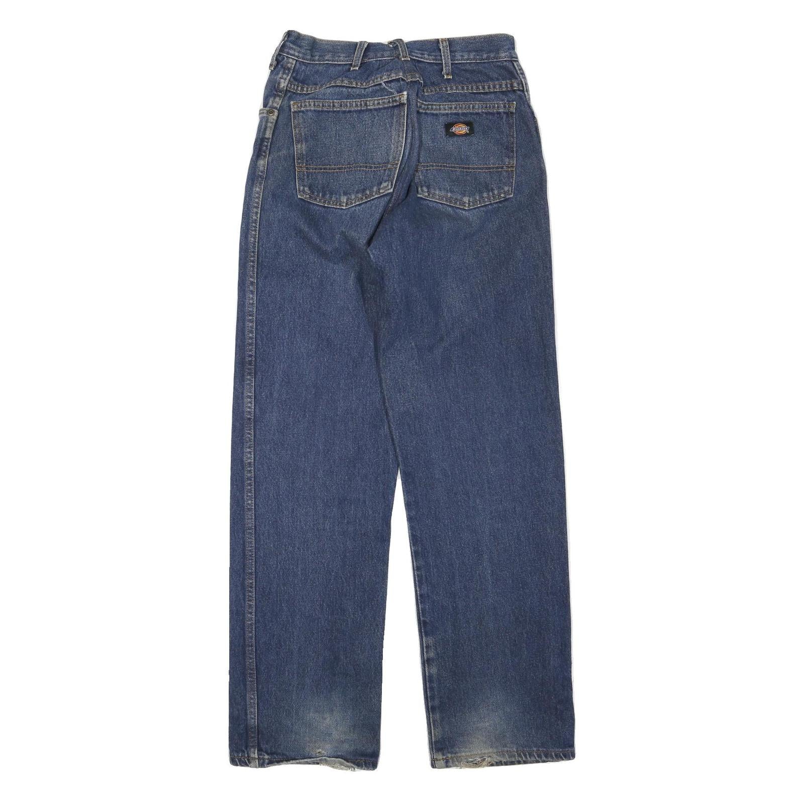 DICKIES Womens Regular Fit Blue Denim Jeans W28 L32 Zip Cotton Blend Casual