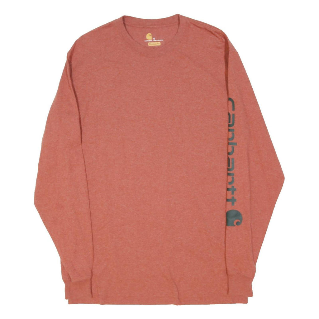 CARHARTT Mens Rust Orange Long Sleeve Crew Neck Cotton Blend T-Shirt S Sleeve