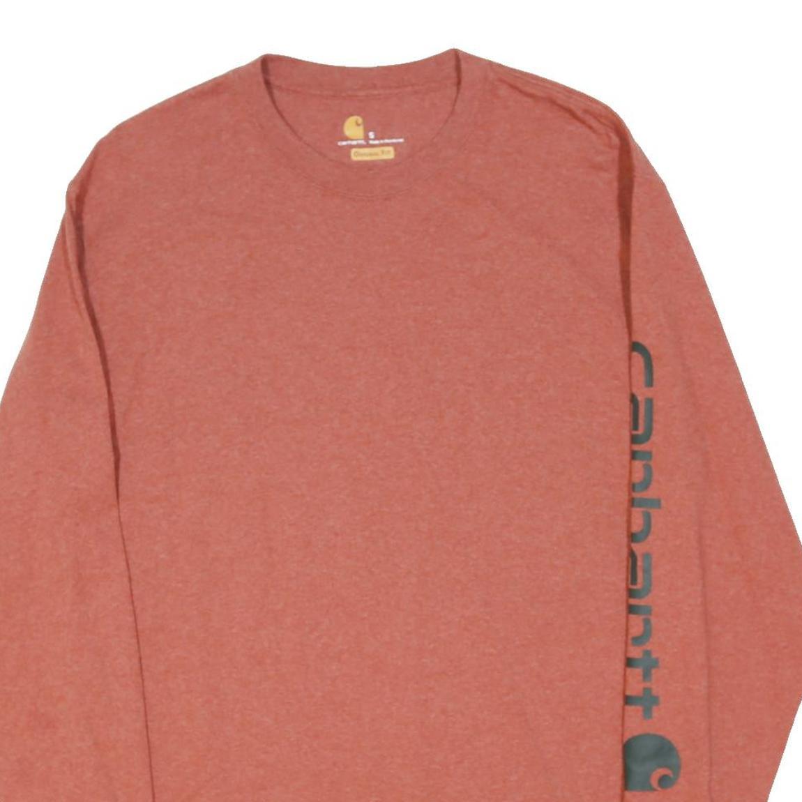 CARHARTT Mens Rust Orange Long Sleeve Crew Neck Cotton Blend T-Shirt S Sleeve