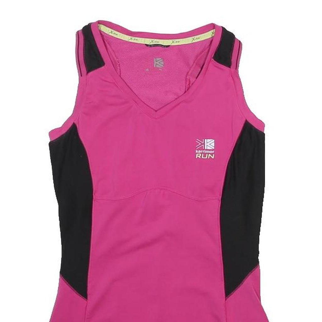 KARRIMOR Womens Pink & Black Running Vest UK 12 Sleeveless V-Neck Performance