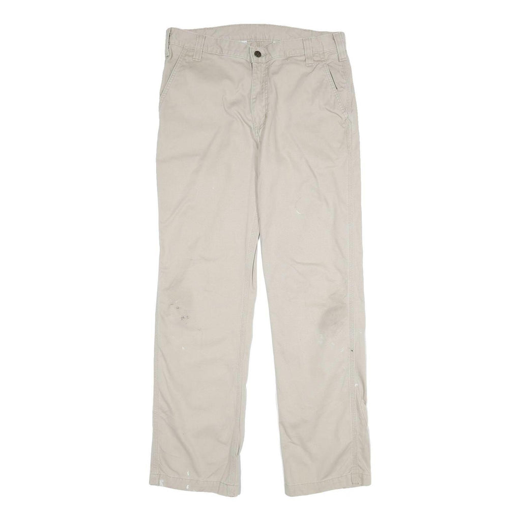 CARHARTT Mens Cotton Beige Relaxed Straight Trousers W34 L32 Workwear Durable