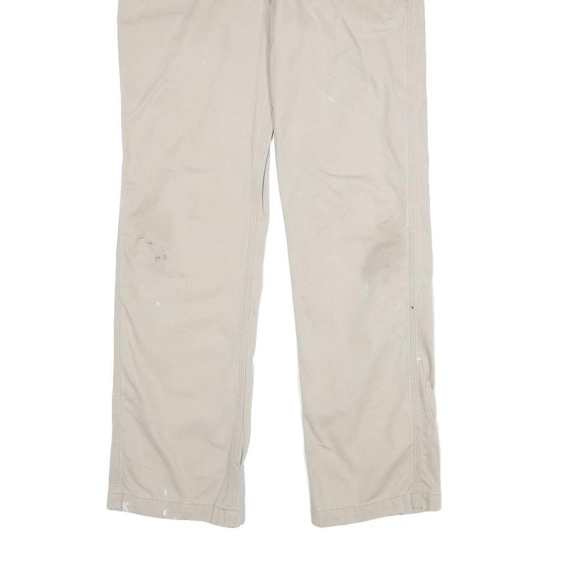 CARHARTT Mens Cotton Beige Relaxed Straight Trousers W34 L32 Workwear Durable