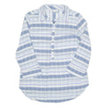 COLUMBIA 1/2 Button Turn Up Sleeve Womens Shirt Blue Striped 3/4 Sleeve M