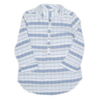 COLUMBIA 1/2 Button Turn Up Sleeve Womens Shirt Blue Striped 3/4 Sleeve M